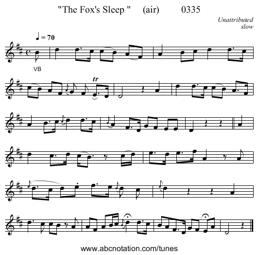 The Fox's Sleep      (air)         0335 - staff notation