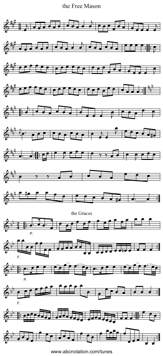 the Free Mason - staff notation