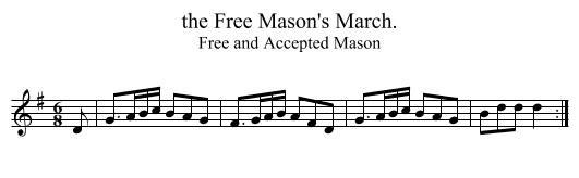 the Free Mason's March. - staff notation