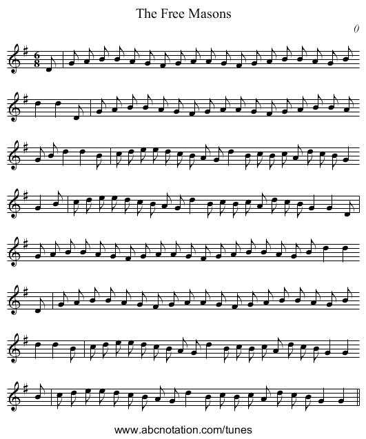 The Free Masons - staff notation