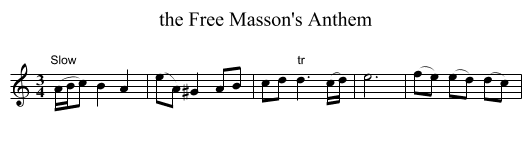 the Free Masson's Anthem - staff notation