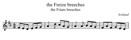 the Freize breeches - staff notation