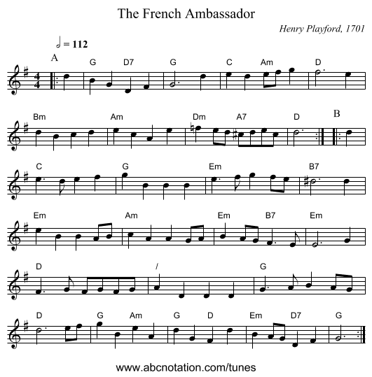 The French Ambassador - staff notation