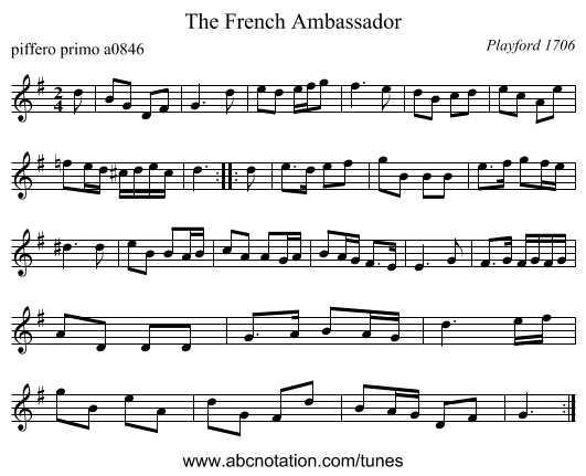 The French Ambassador - staff notation