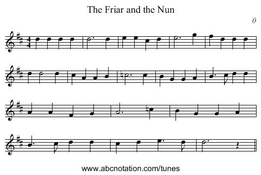 The Friar and the Nun - staff notation