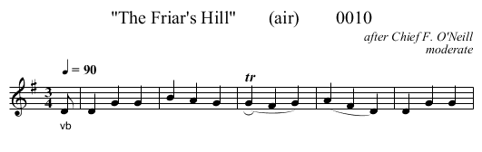 The Friar's Hill       (air)        0010 - staff notation