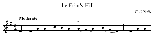 the Friar's Hill - staff notation