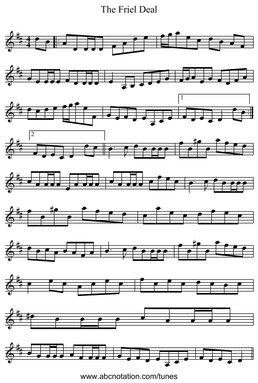 The Friel Deal - staff notation