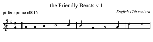 the Friendly Beasts v.1 - staff notation