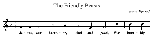 The Friendly Beasts - staff notation