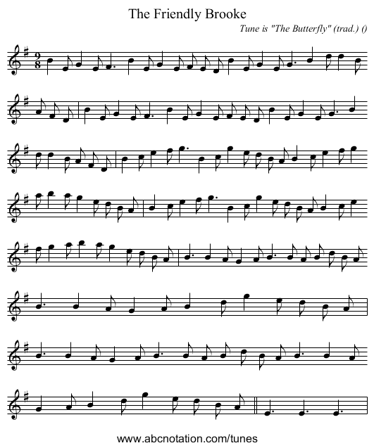 The Friendly Brooke - staff notation