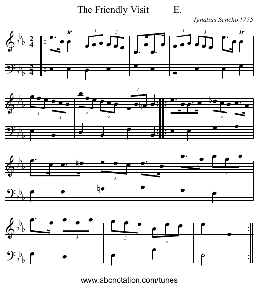 The Friendly Visit          E. - staff notation
