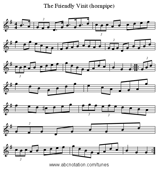 The Friendly Visit (hornpipe) - staff notation