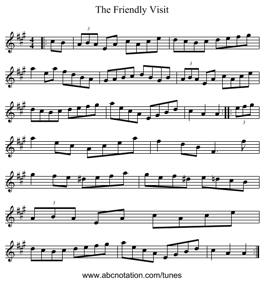 The Friendly Visit - staff notation