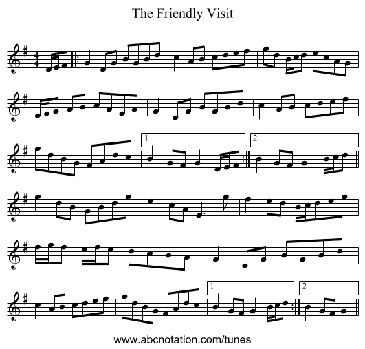 The Friendly Visit - staff notation