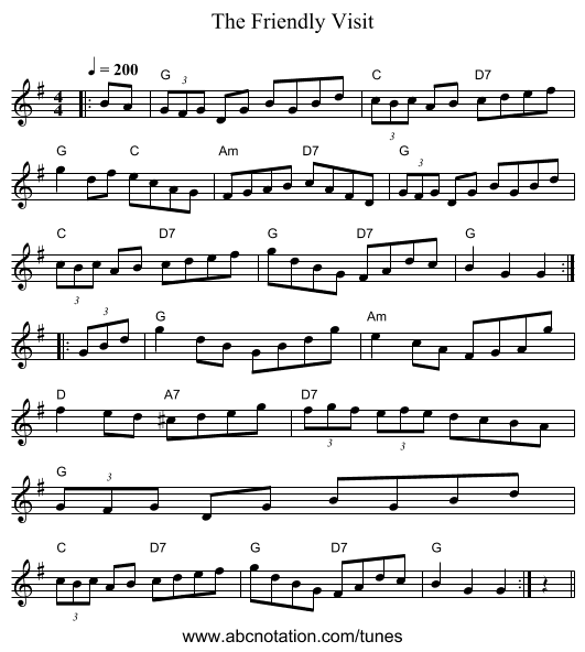 The Friendly Visit - staff notation