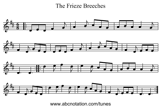The Frieze Breeches - staff notation