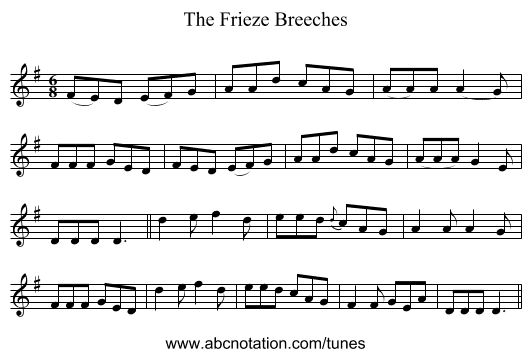 The Frieze Breeches - staff notation