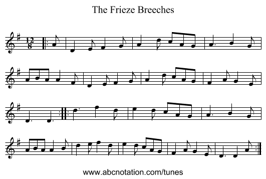 The Frieze Breeches - staff notation