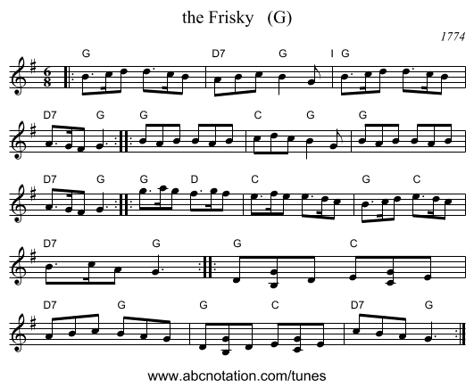 the Frisky   (G) - staff notation