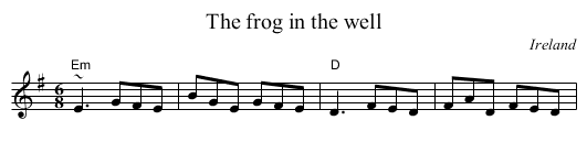 The frog in the well - staff notation