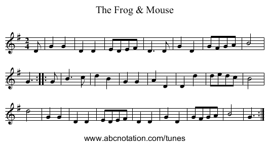 The Frog & Mouse - staff notation