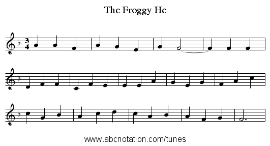 The Froggy He - staff notation