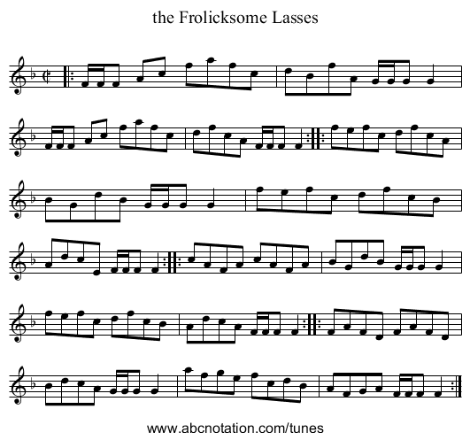 the Frolicksome Lasses - staff notation