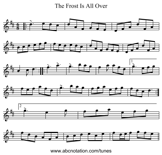 The Frost Is All Over - staff notation