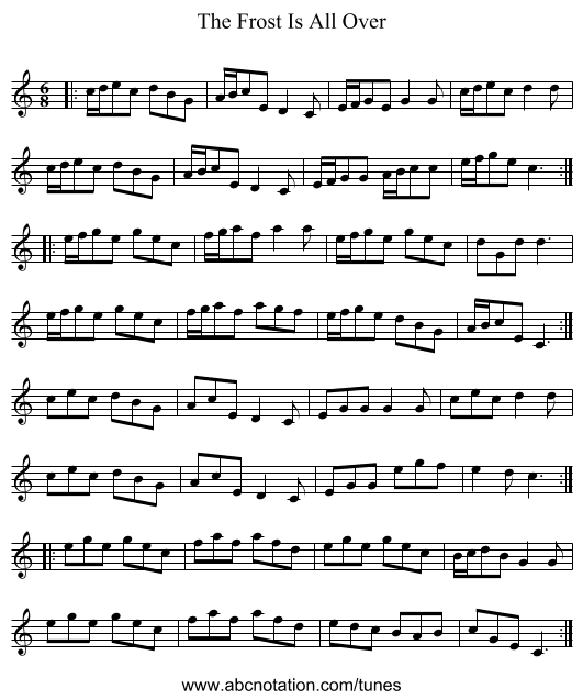 The Frost Is All Over - staff notation