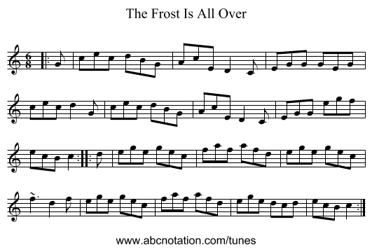 The Frost Is All Over - staff notation