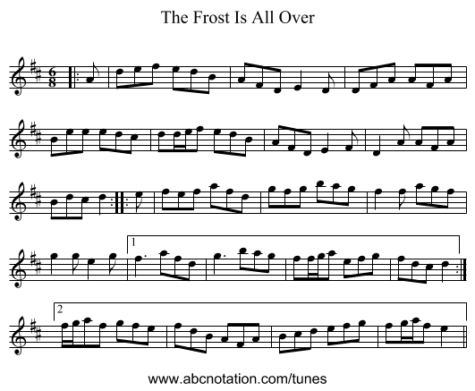 The Frost Is All Over - staff notation