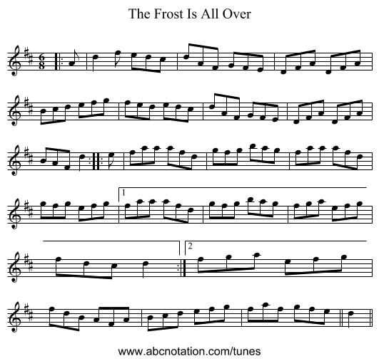 The Frost Is All Over - staff notation