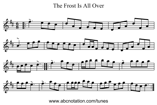 The Frost Is All Over - staff notation