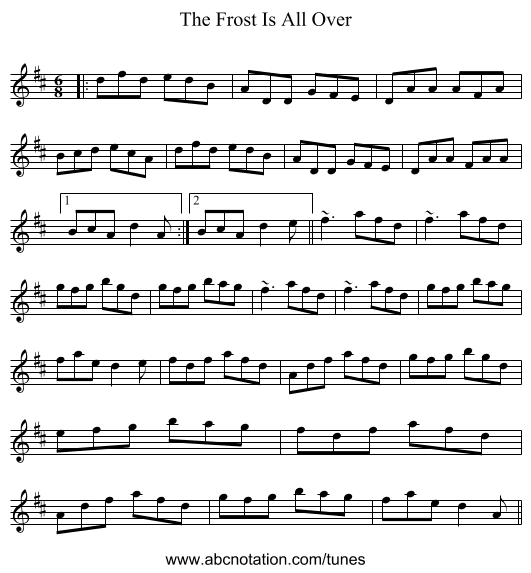 The Frost Is All Over - staff notation