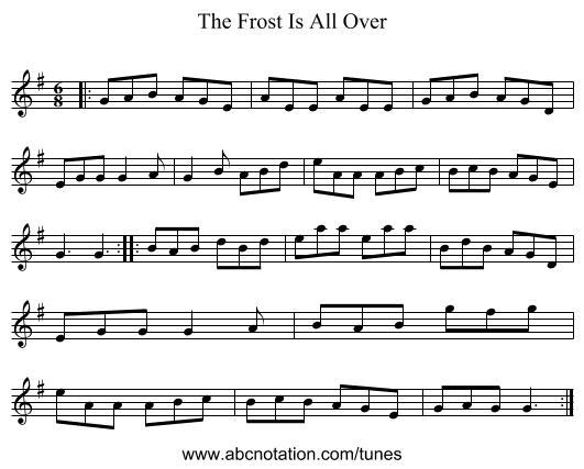 The Frost Is All Over - staff notation