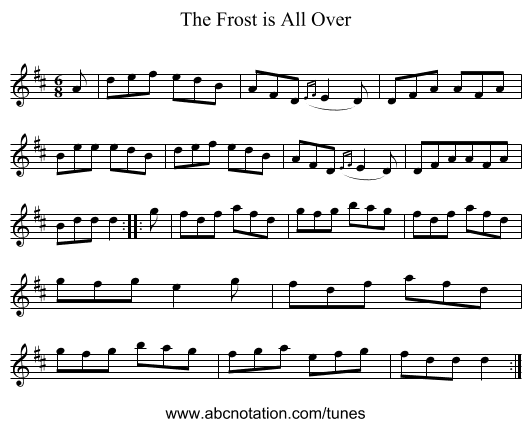The Frost is All Over - staff notation