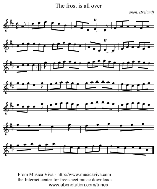 The frost is all over - staff notation