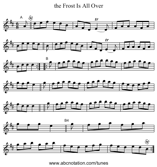 the Frost Is All Over - staff notation