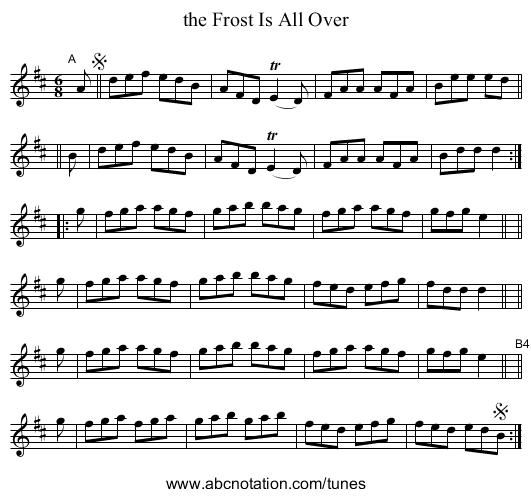 the Frost Is All Over - staff notation