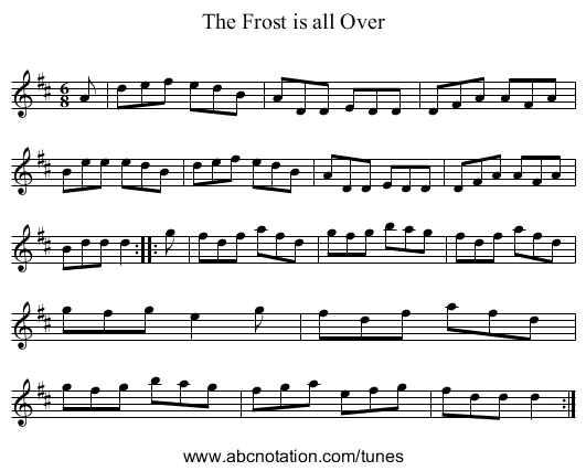 The Frost is all Over - staff notation