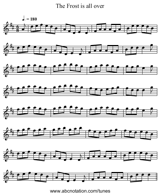 The Frost is all over - staff notation