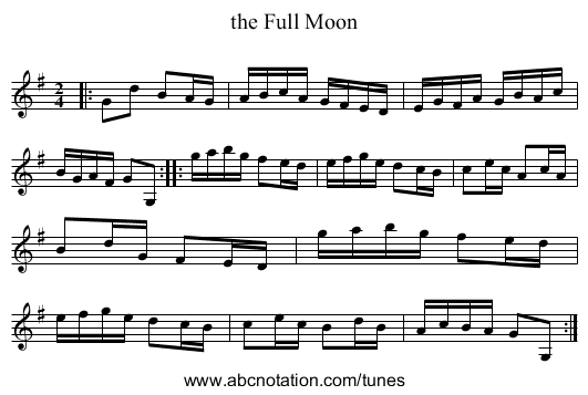 the Full Moon - staff notation
