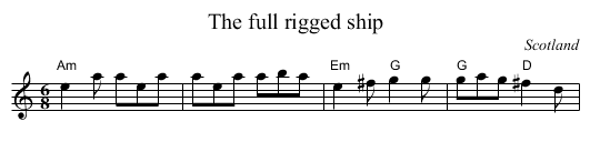 The full rigged ship - staff notation