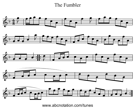 The Fumbler - staff notation