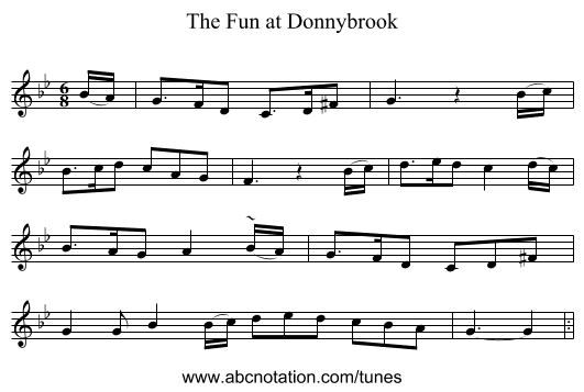 The Fun at Donnybrook - staff notation