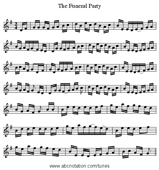 The Funeral Party - staff notation