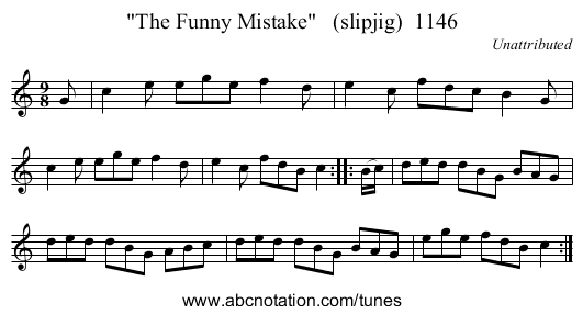 The Funny Mistake   (slipjig)  1146 - staff notation