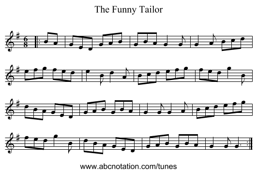 The Funny Tailor - staff notation