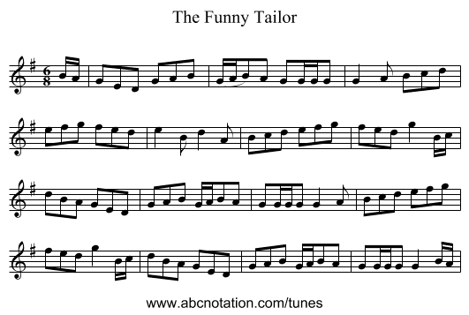 The Funny Tailor - staff notation